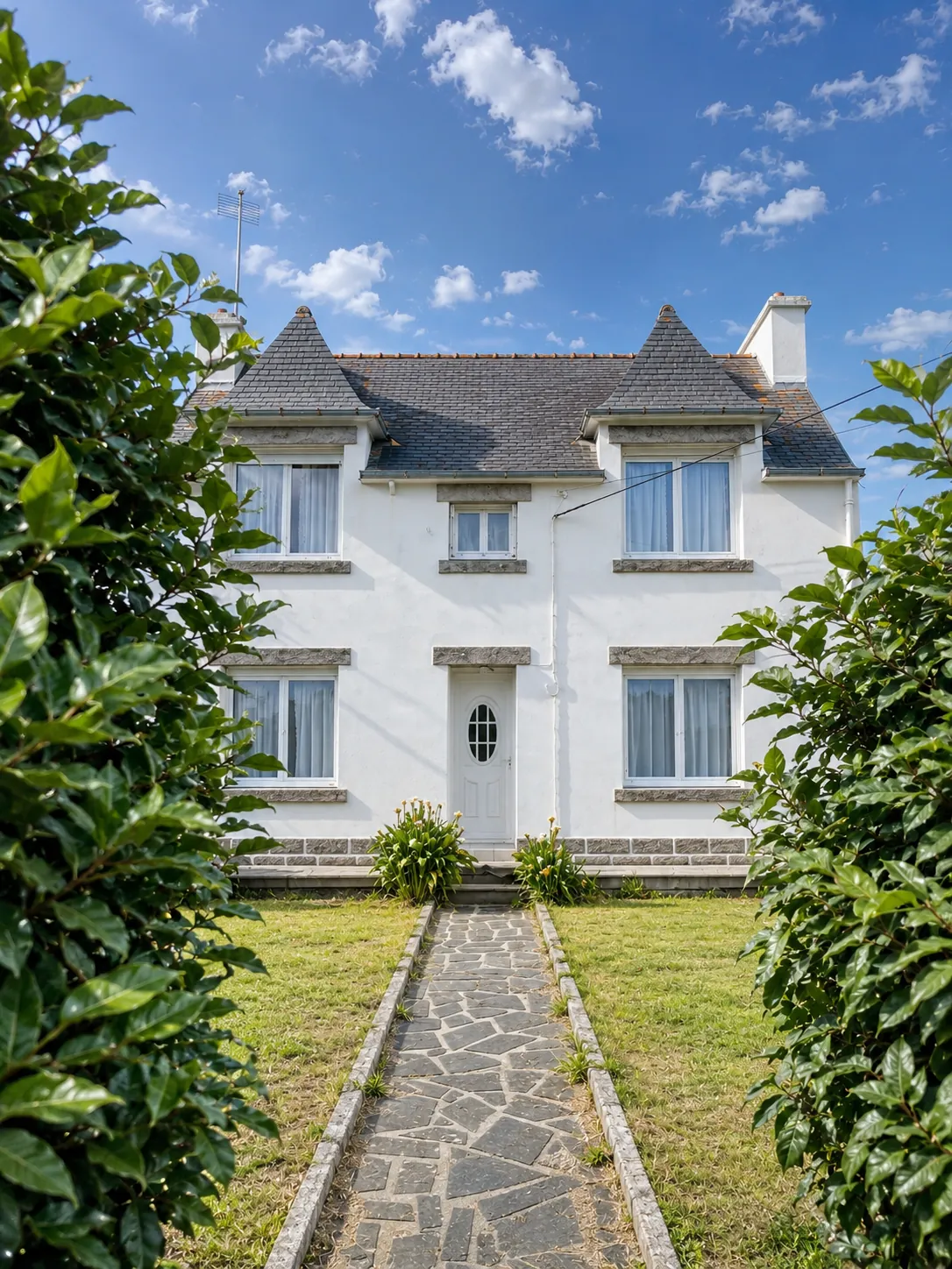 Façade de Ty Tan, maison bretonne à Penmarch